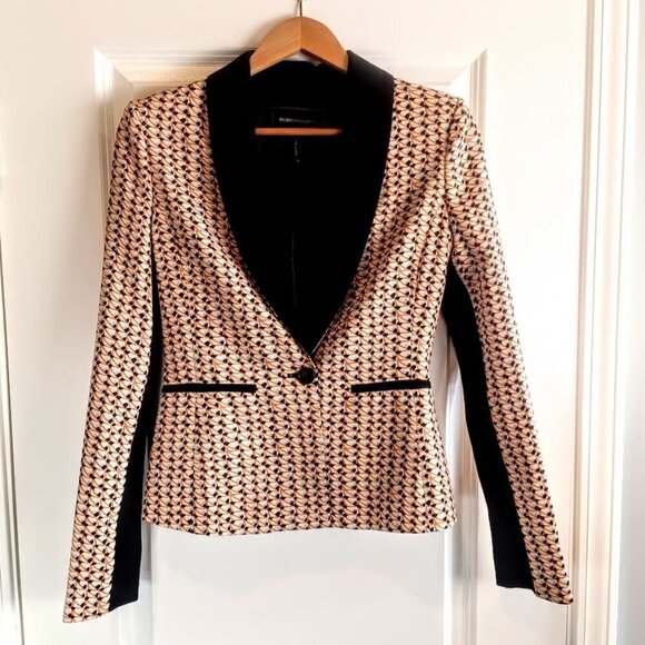 BCBGMaxAzria Sur Geometric Print Tuxedo Collar Blazer - Picture 1 of 7